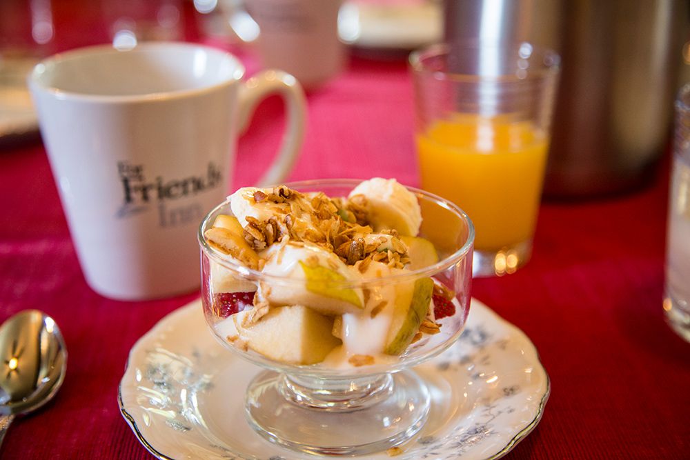 Every Breakfast Starts with Fresh Fruit, Yogurt, & Our Homemade Granola